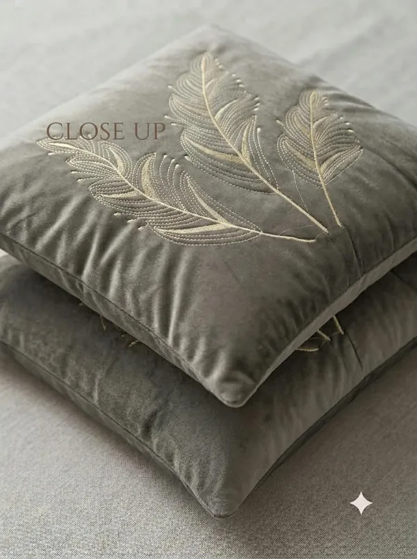 Grey_Embroidered_Leaf_Cushion_Cover
