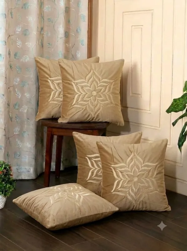 Beige_Embroidered_Floral_16x16_Inch_Cushion_Covers