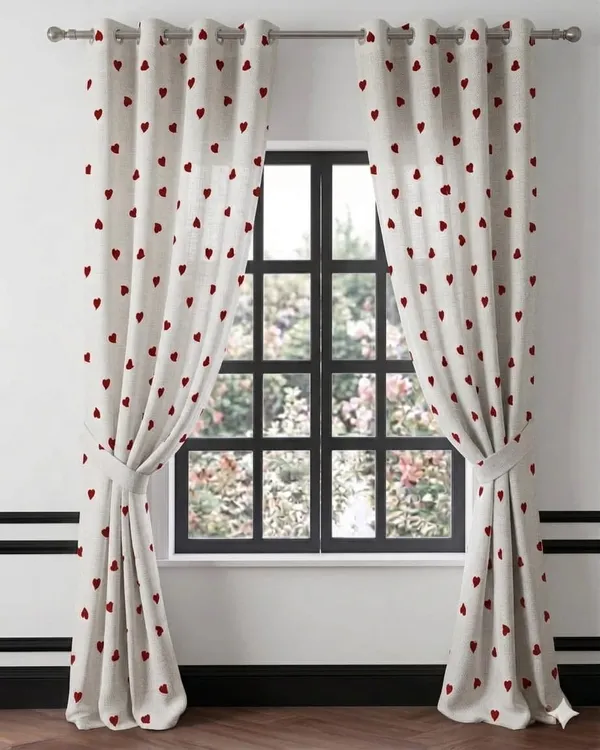 Fabric_Romantic_Heart_Print_Curtain