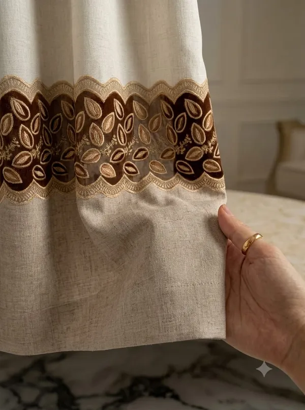 Beige_Fabric_Embroidered_Leaf_Pattern_Curtain