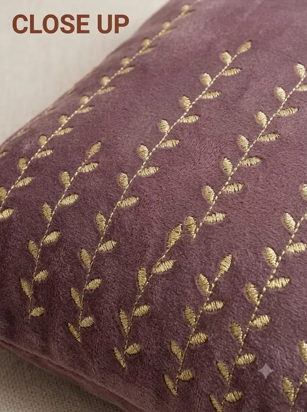 Purple_Embroidered_Leaf_Pattern_Cushion_Cover