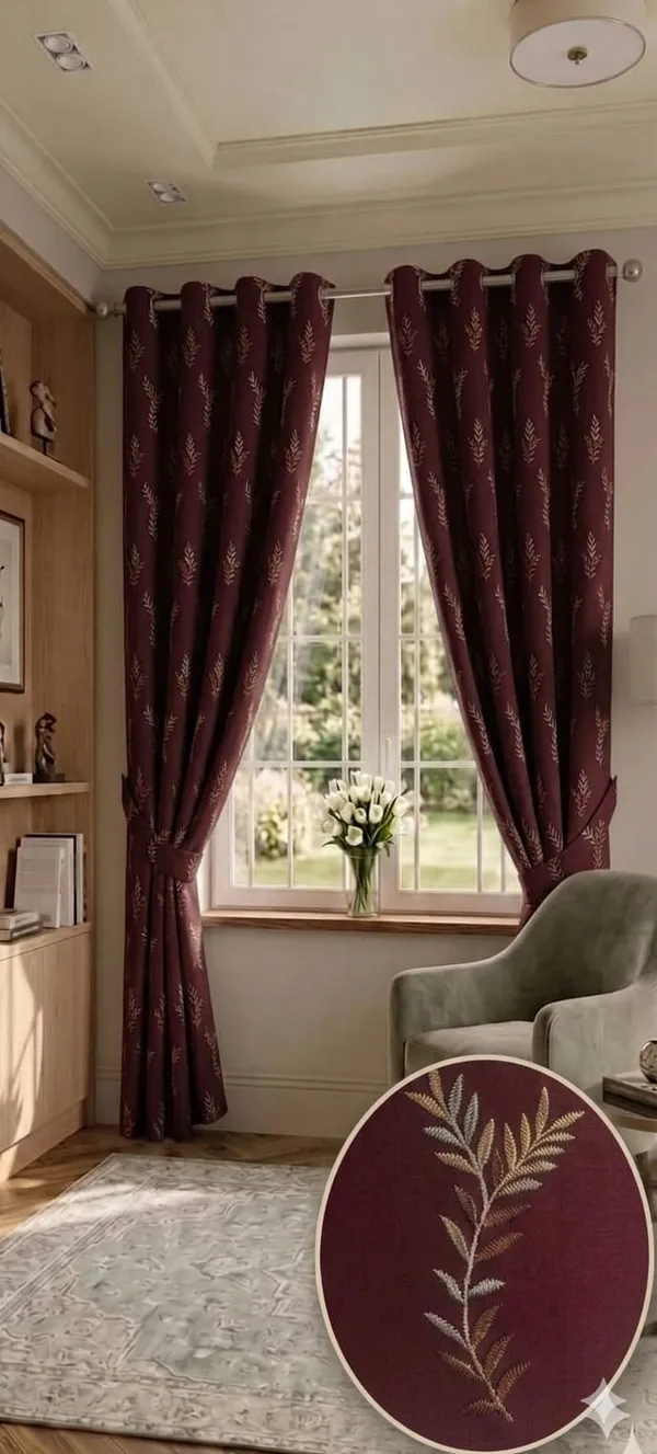 Fabric_Contemporary_Leaf_Pattern_Eyelet_Curtains