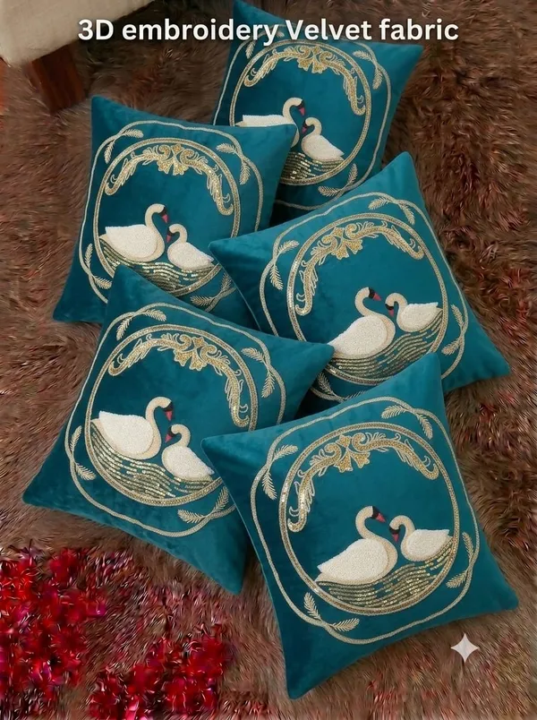 Velvet_Decorative_Swan_Embroidered_Cushion_Covers_Set_Of_5