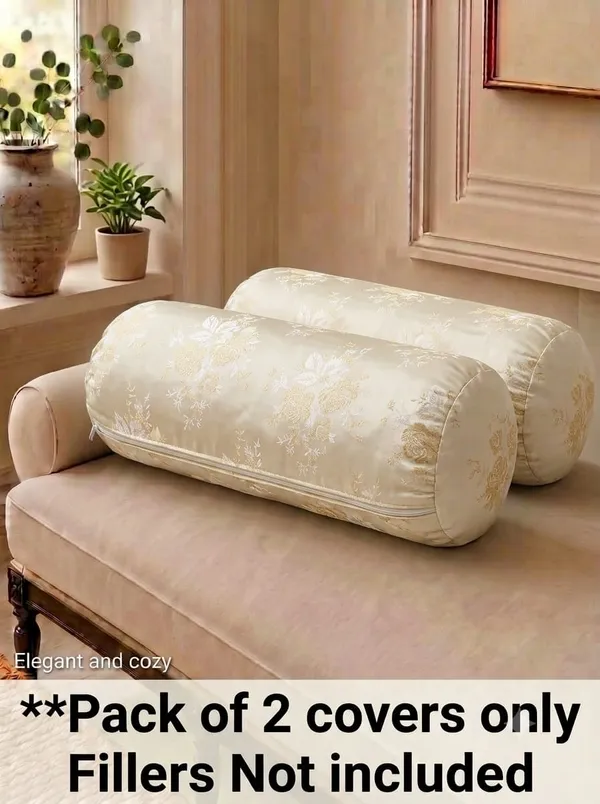 Cream_Floral_Print_Bolster_Cushion_Covers_Pack_Of_2