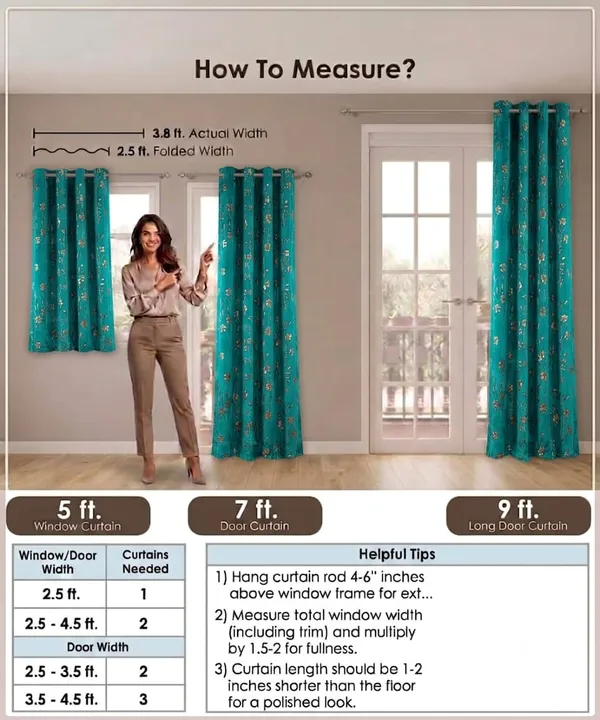 Teal_Floral_Print_Grommet_Curtain_Set