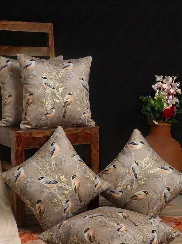 Beige_Decorative_Bird_Print_Cushion_Covers