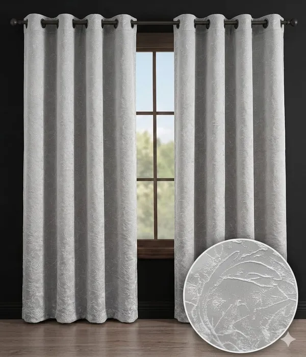 Fabric_Modern_Textured_Silver_Grommet_Window_Curtain