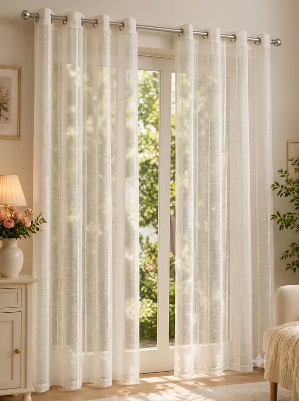 White_Sheer_Modern_Striped_Curtain