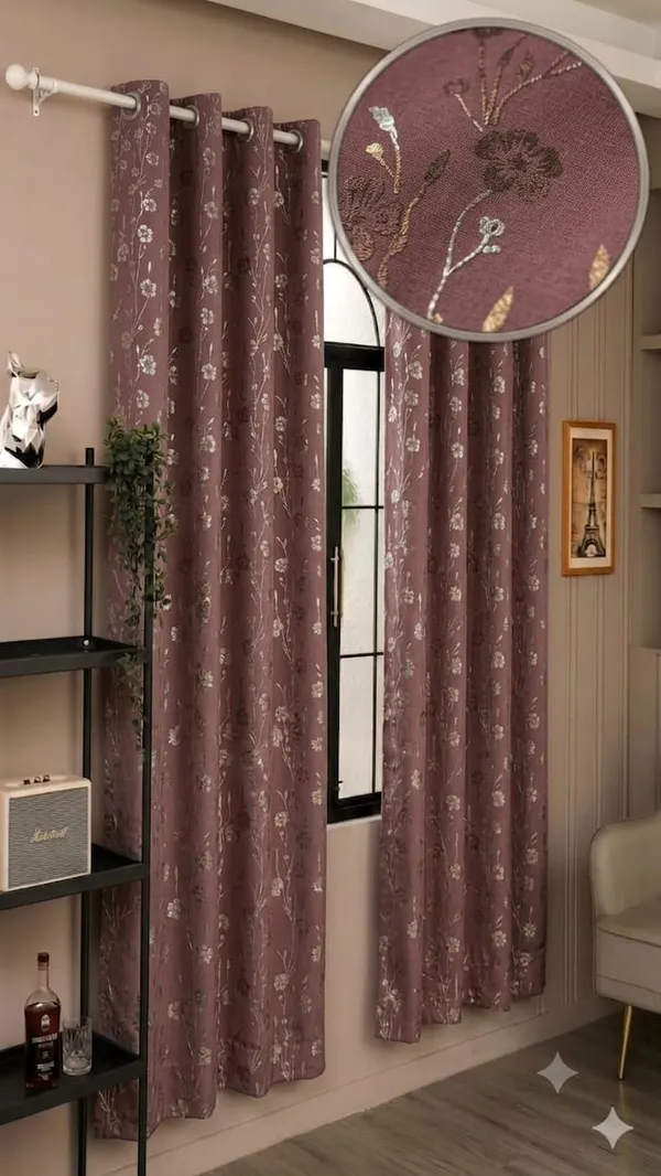 Jacquard_Floral_Print_Eyelet_Curtain