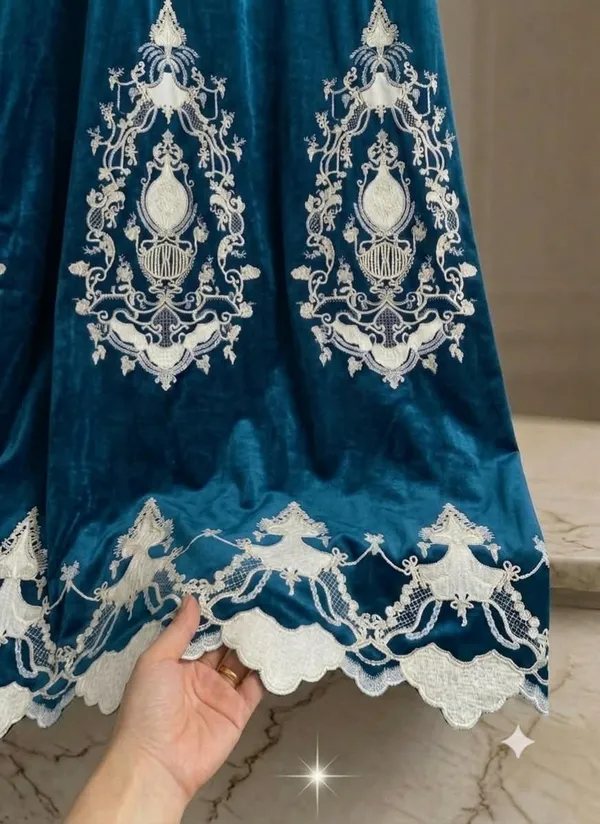 Teal_Velvet_Embroidered_Suit_Fabric_for_Women