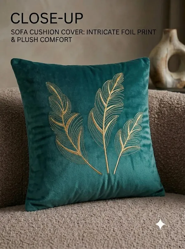 Teal_Velvet_Embroidered_Leaf_Pattern_Cushion_Cover