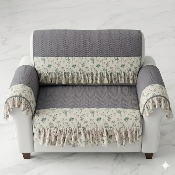 Charcoal_Grey_Waffle_Botanical_Print_Sofa_Cover