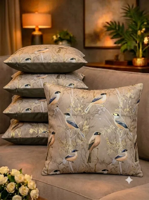Beige_Decorative_Bird_Print_Cushion_Covers