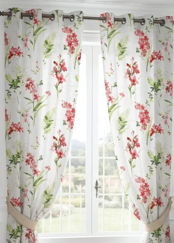 White_Floral_Print_Eyelet_Window_Curtains