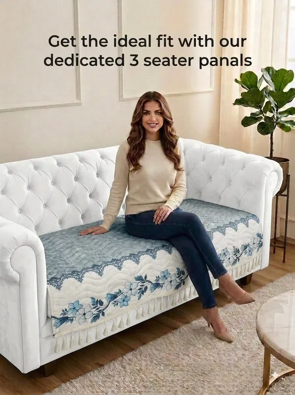 Blue_Quilted_Floral_Print_Single_Sofa_Seat_Cover