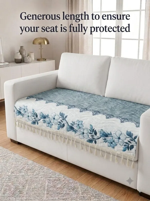 Quilted_Floral_Print_Blue_White_Sofa_Seat_Cover