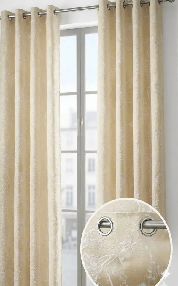 Cream_Textured_Floral_Pattern_Eyelet_Curtain
