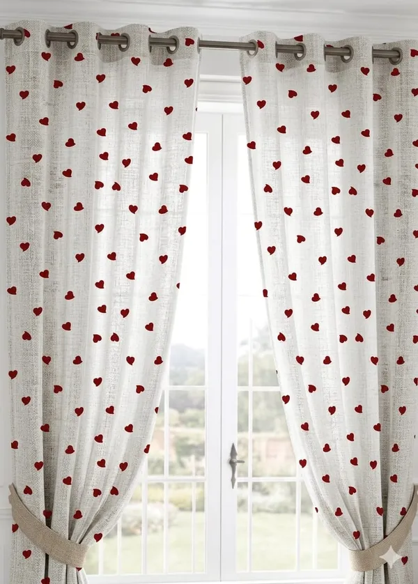 Fabric_Romantic_Heart_Print_Curtain