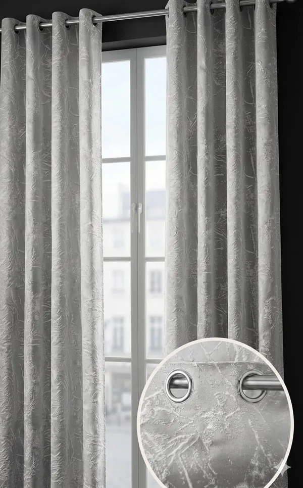Fabric_Modern_Textured_Silver_Grommet_Window_Curtain