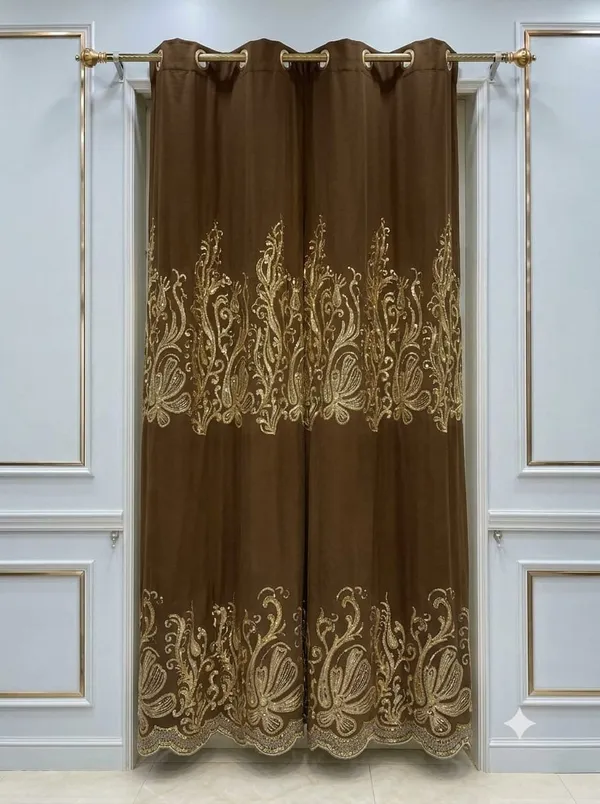 Brown_Fabric_Embroidered_Floral_Eyelet_Curtain