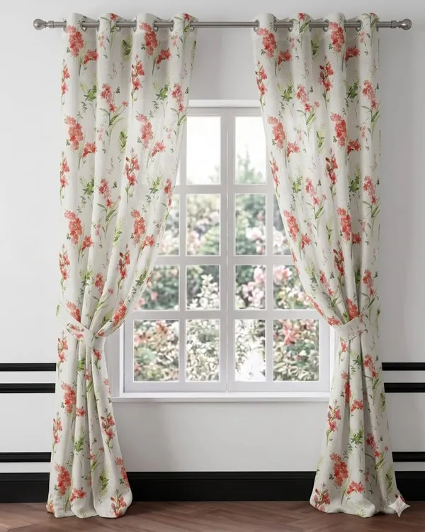 White_Floral_Print_Eyelet_Window_Curtains