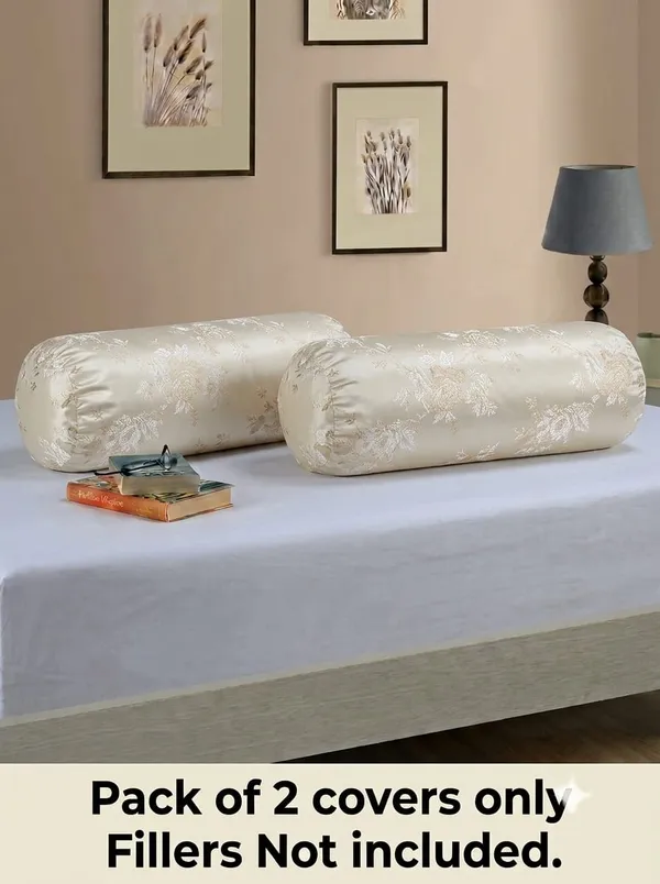 Cream_Floral_Print_Bolster_Cushion_Covers_Pack_Of_2