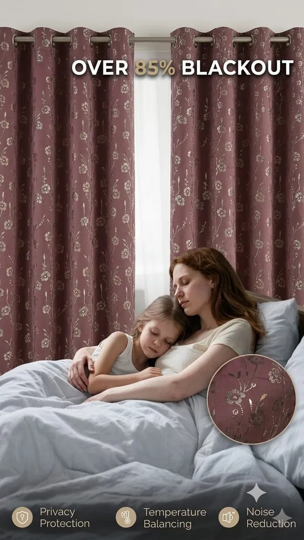 Jacquard_Floral_Print_Eyelet_Curtain