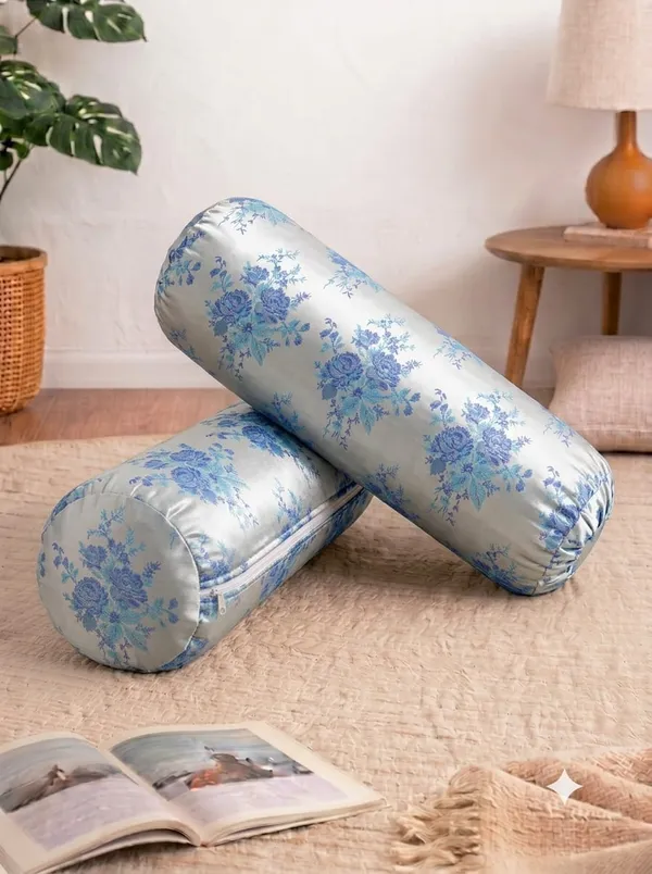Jacquard_Floral_Print_Bolster_Pillow_Covers_Pack_Of_2