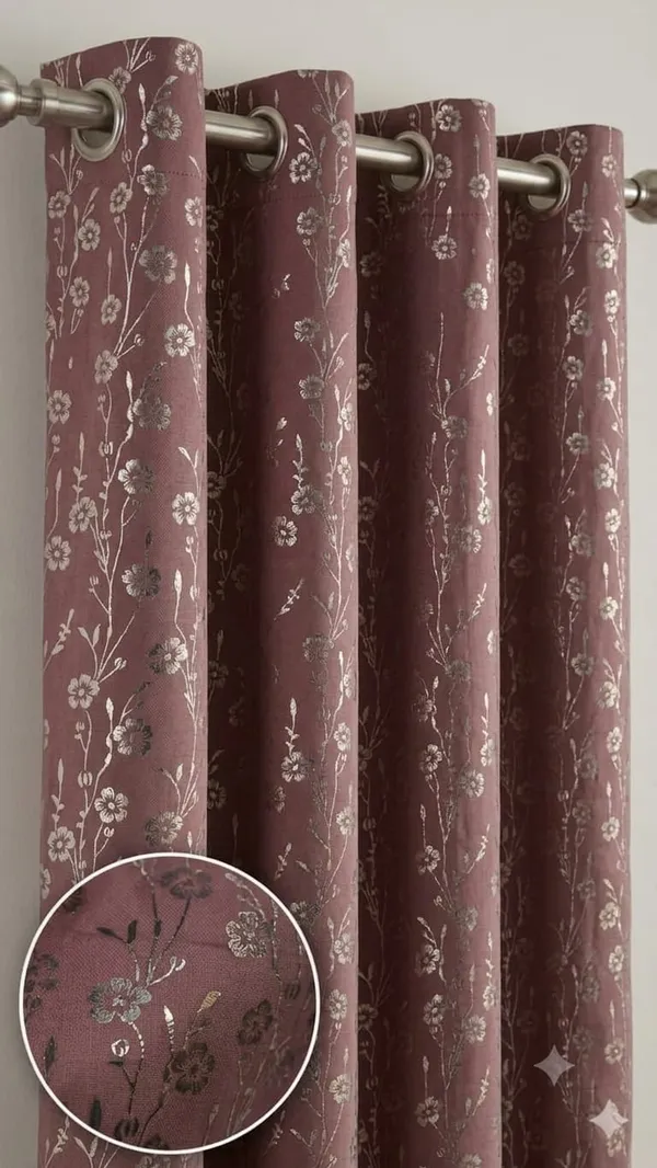 Jacquard_Floral_Print_Eyelet_Curtain