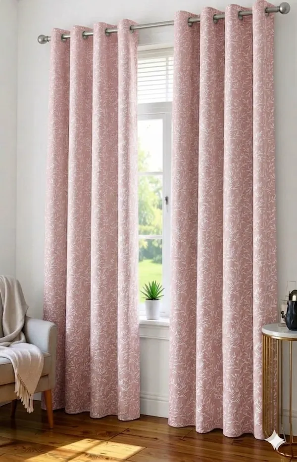Pink_Floral_Print_Eyelet_Curtain
