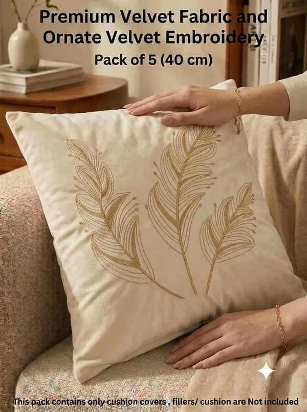 Velvet_Contemporary_Feather_Embroidered_Cushion_Covers_Set_Of_5