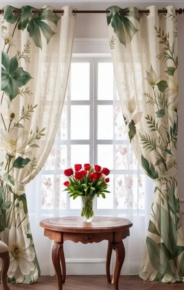 Botanical_Floral_Print_Grommet_Curtain_Panels