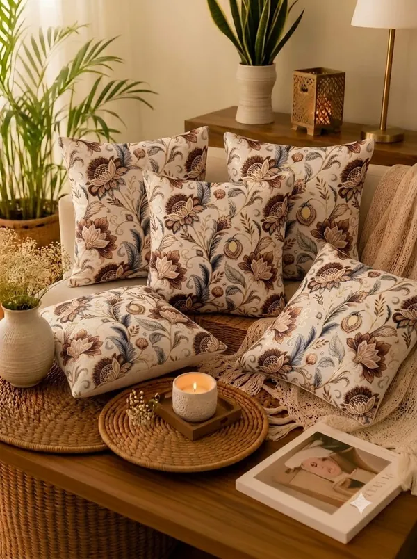 Fabric_Floral_Print_5_Piece_Cushion_Cover_Set