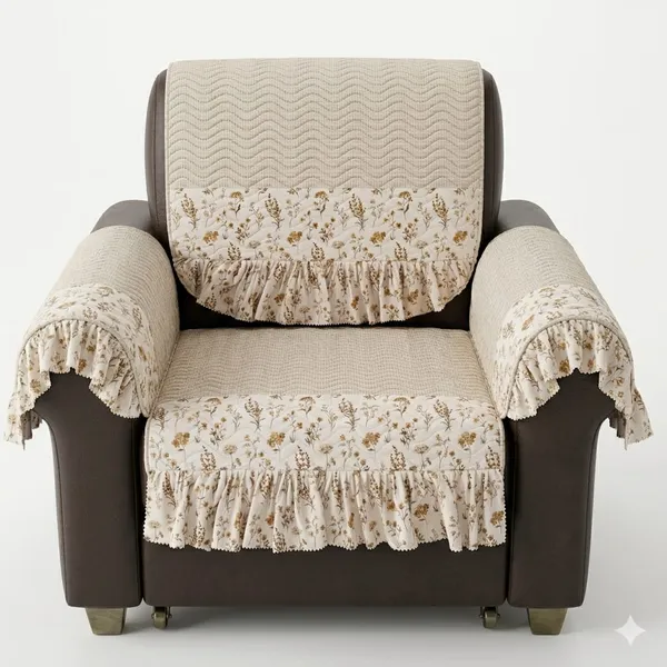 Beige_Velvet_Quilted_Floral_Sofa_Recliner_Cover