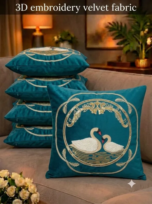 Velvet_Decorative_Swan_Embroidered_Cushion_Covers_Set_Of_5