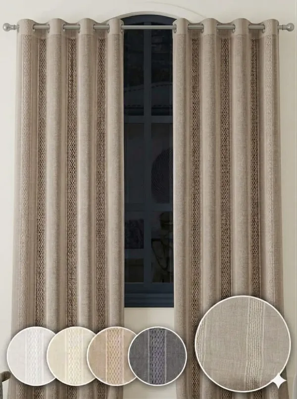 Beige_Textured_Stripe_Sheer_Curtains