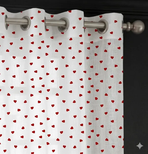 Fabric_Romantic_Heart_Print_Curtain