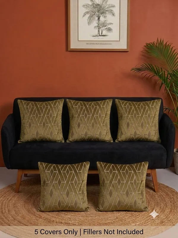 Olive_Geometric_Pattern_Decorative_Cushion_Cover
