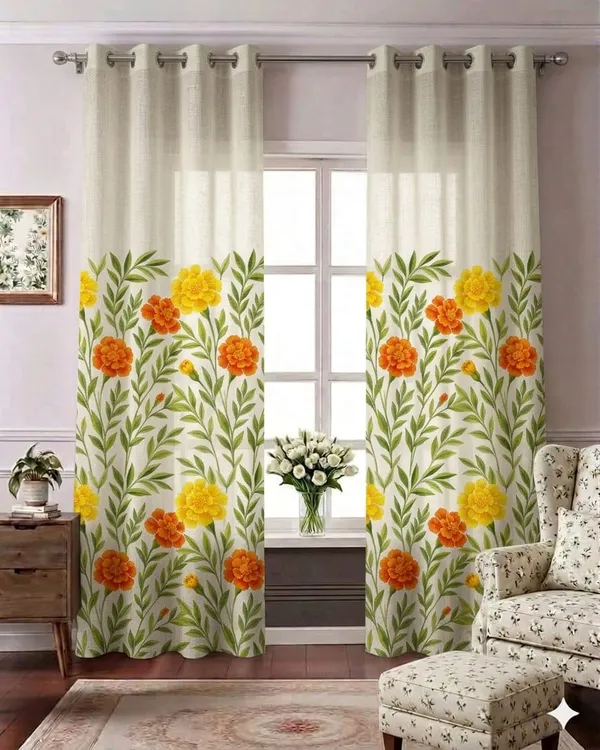 Sheer_Floral_Print_Eyelet_Curtain