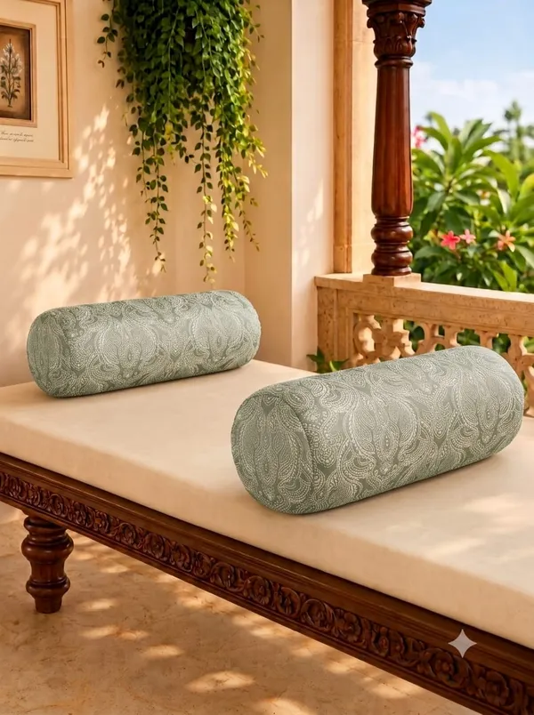 Green_Poly_Cotton_Bolster_Cover_For_Home_Decor_(Pack_of_2)