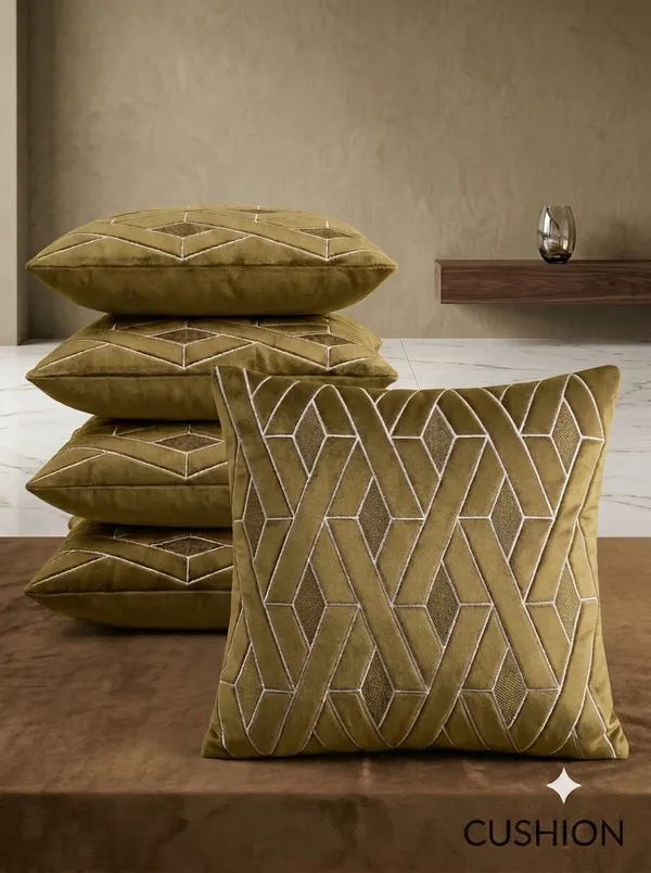 Olive_Geometric_Pattern_Decorative_Cushion_Cover