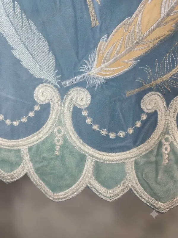 Blue_Embroidered_Feather_Print_Curtain