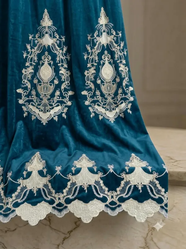 Teal_Velvet_Embroidered_Suit_Fabric_for_Women