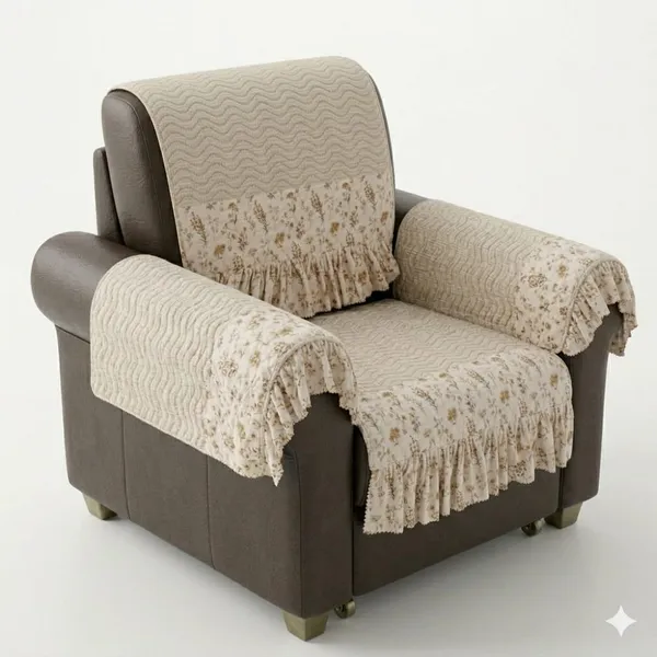 Beige_Velvet_Quilted_Floral_Sofa_Recliner_Cover