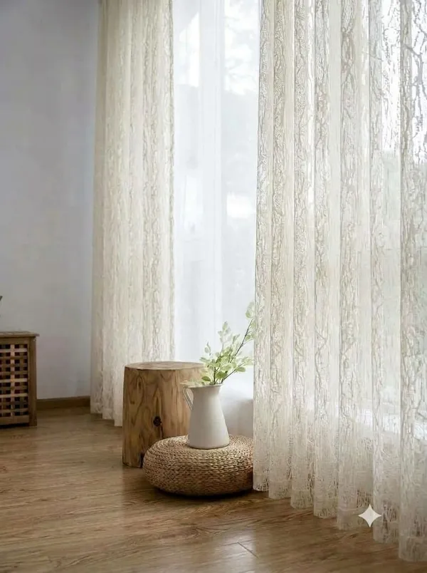 White_Lace_Floral_Pattern_Grommet_Curtain
