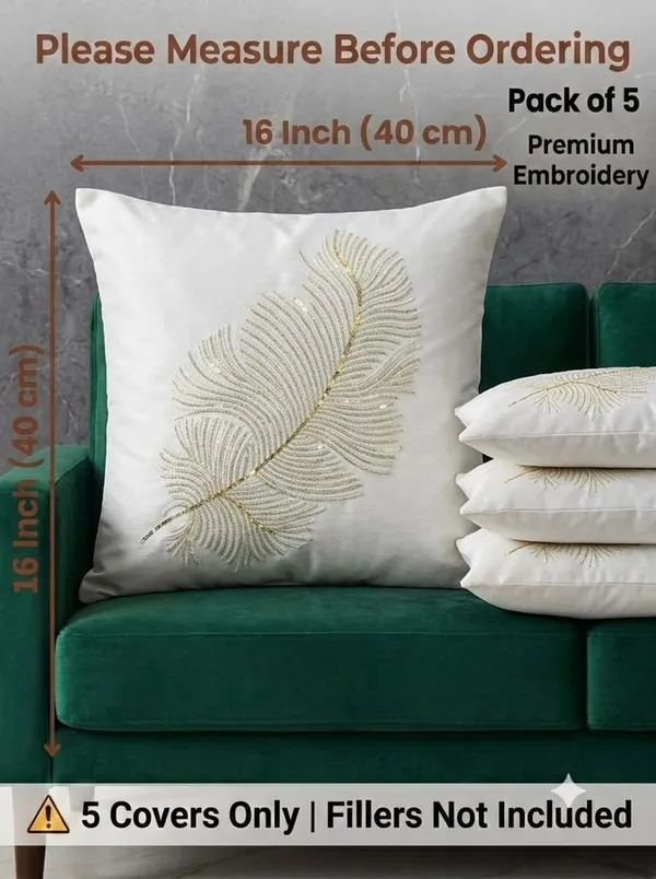 Cream_Embroidered_Leaf_Pattern_Cushion_Cover