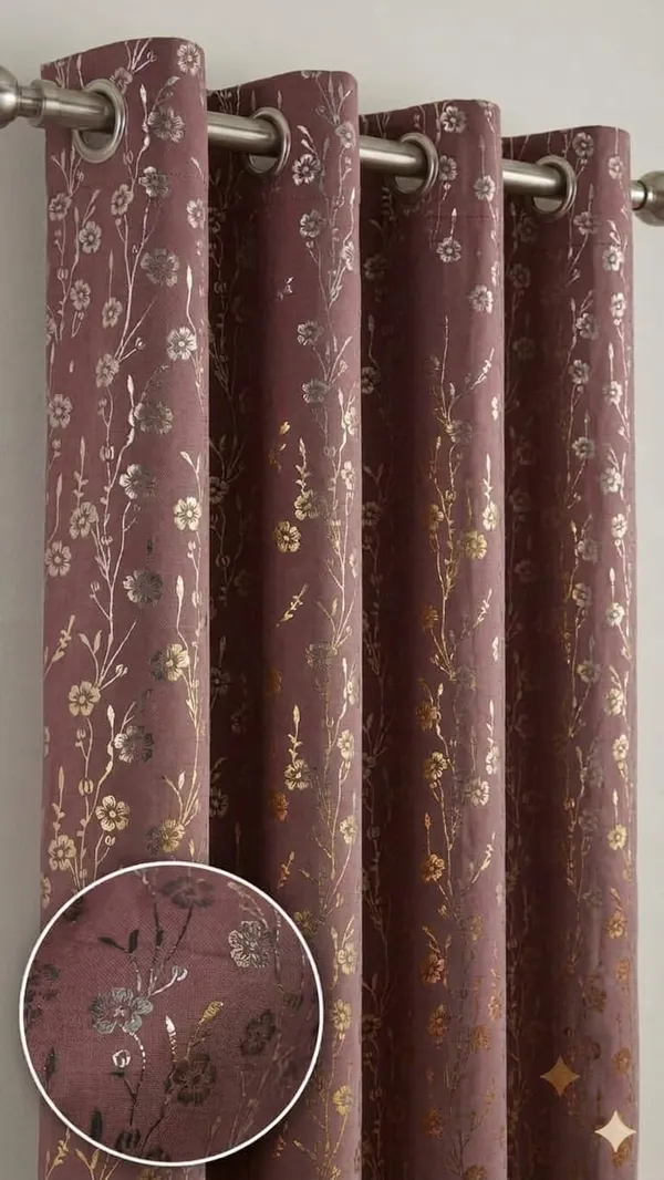 Jacquard_Floral_Print_Eyelet_Curtain