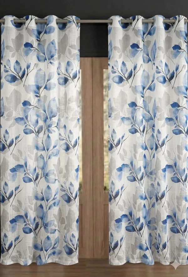Fabric_Floral_Print_Grommet_Curtain_For_Windows_And_Doors