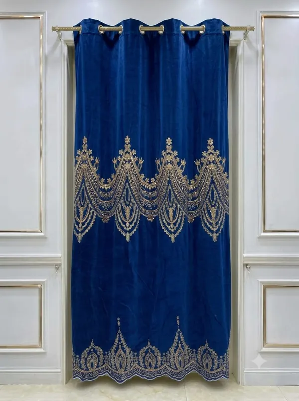 Velvet_Royal_Blue_Embroidered_Pattern_Curtain