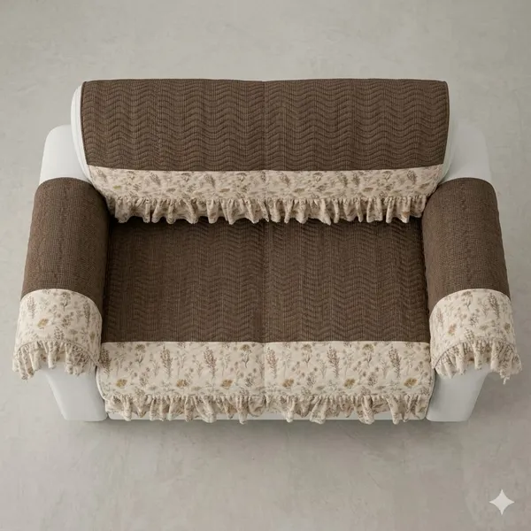 Brown_Floral_Print_2_Seater_Sofa_Cover_Set